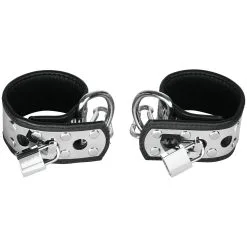 Rimba Handledsmanschetter I Läder Och Metall Med Hänglås - Silver