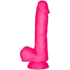 Baseks Realistisk Silikondildo Med Sugpropp Medium - Rosa