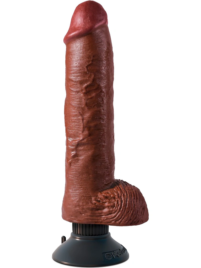 King Cock: Vibrating Cock With Balls, 25 Cm, Mörk 1 King Cock: Vibrating Cock With Balls, 25 Cm, Mörk