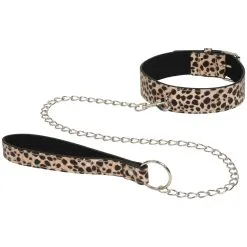 Baseks Leopard Halsband Med Kedja - Brun