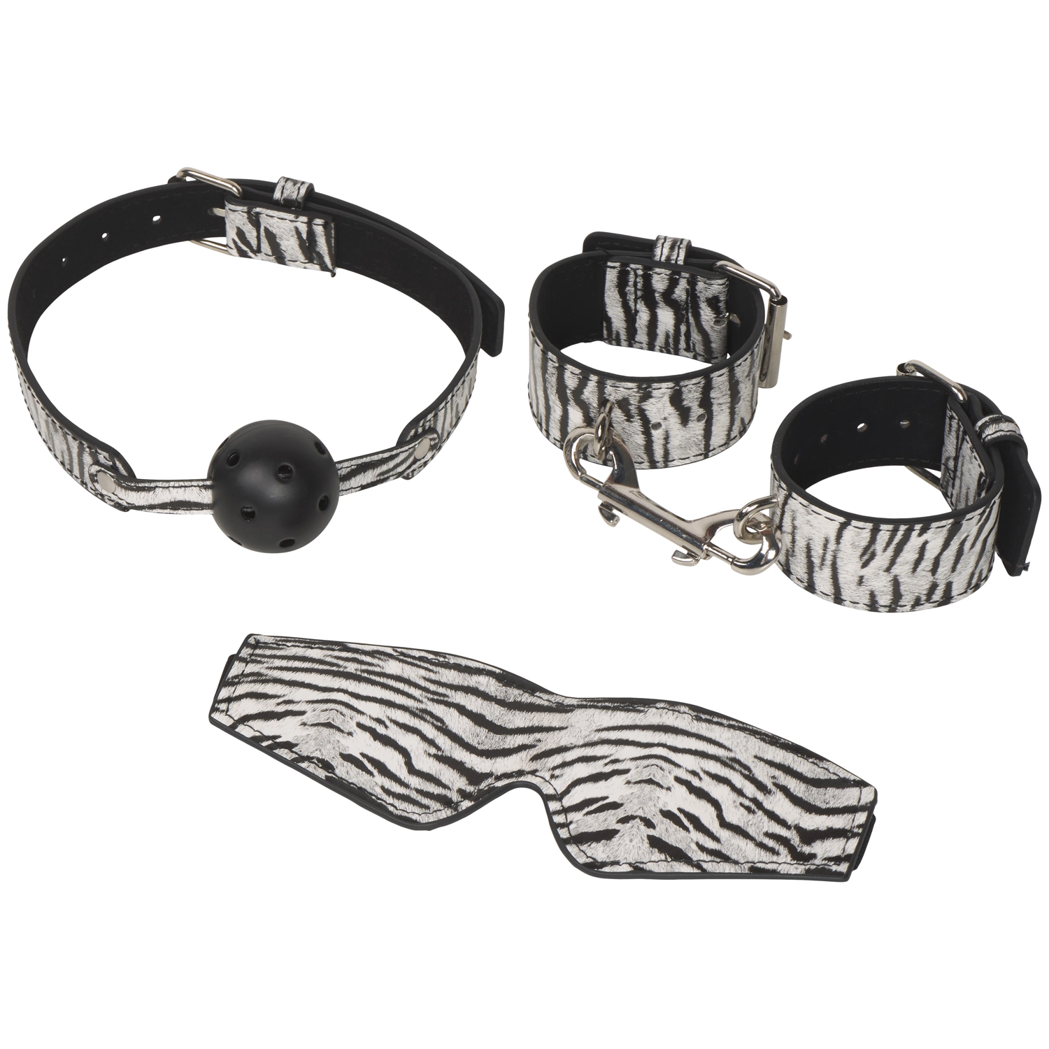 Baseks Zebra Kinky Bondageset 3 Delar - Vit 1 Baseks Zebra Kinky Bondageset 3 Delar - Vit