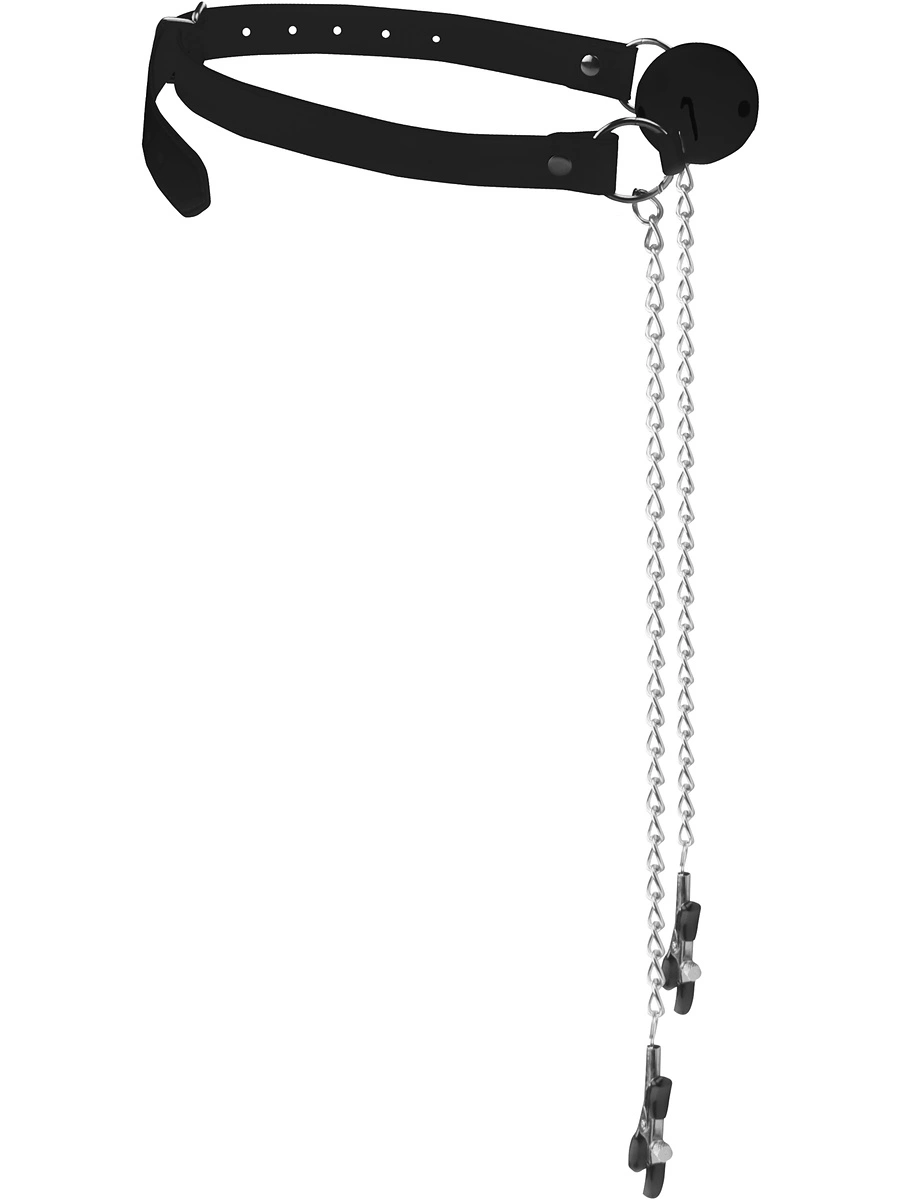 Ouch!: Breathable Ball Gag With Nipple Clamps 1 Ouch!: Breathable Ball Gag With Nipple Clamps